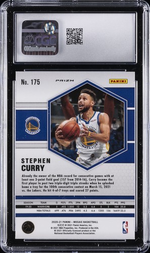 2020-21 PANINI MOSAIC GREEN #175 STEPHEN CURRY CGC 10 GEM MINT - Picture 2 of 2