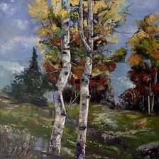 Original oil paintings on canvas Colorado Rocky Mountain Aspen Fall