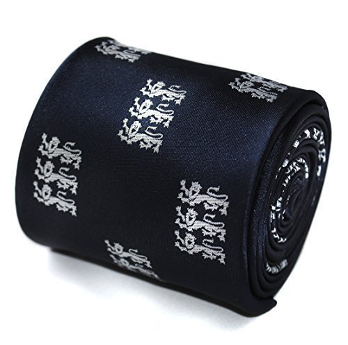 Frederick Thomas navy tie with three lions design men's tie