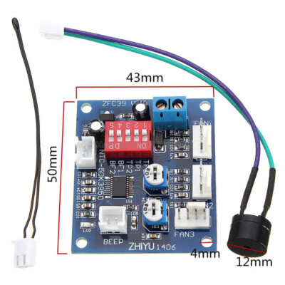 12V Temperature Regulator PWM Fan Speed Controller High Temp Alarm/5V Buzzer NEW