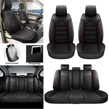 Universal Car Seat Covers Deluxe Pu Leather Protector Front Rear Seat Cushion US