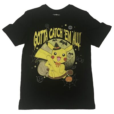 Pokemon Boys Black Pikachu Bat Theme Halloween T-Shirt Tee Shirt