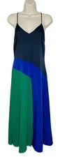 Cushnie for Target Green Navy Color Block Sleeveless Pleated MIDI Dress Sz 6 New