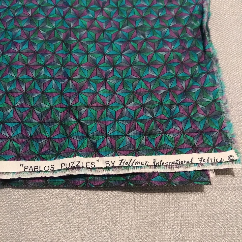 Hoffman International Fabrics Pablos Puzzle Blue Purple Green  1/2 Y X 42 in - Image 3 of 3