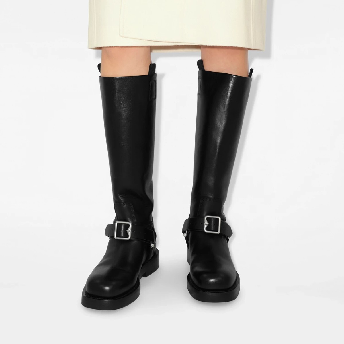 Burberry Saddle Low Harness Strap Boots Women's 37.5 Black
