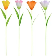 Metal Garden Stakes Set of 4 - Spring Decor Yard Sign Decorative (Tulip)