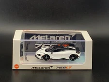 CM MODEL McLaren 765LT White with Carbon Fiber Hood Decal 1/64