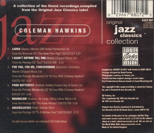 Coleman Hawkins - Original Jazz Classics Collection CD - Picture 2 of 2