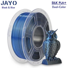 JAYO Dual-Color Black & Blue SILK PLA+ 1.1kg 1.75mm 3D Printer Filament Shiny