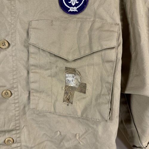 Boy Scouts of America Uniform Shirt Youth Medium Beige Damaged and stained - Picture 2 of 15