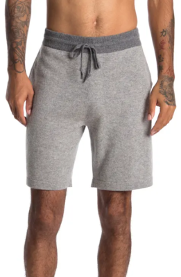 AMICALE Men's Cashmere Drawstring Lounge Shorts
