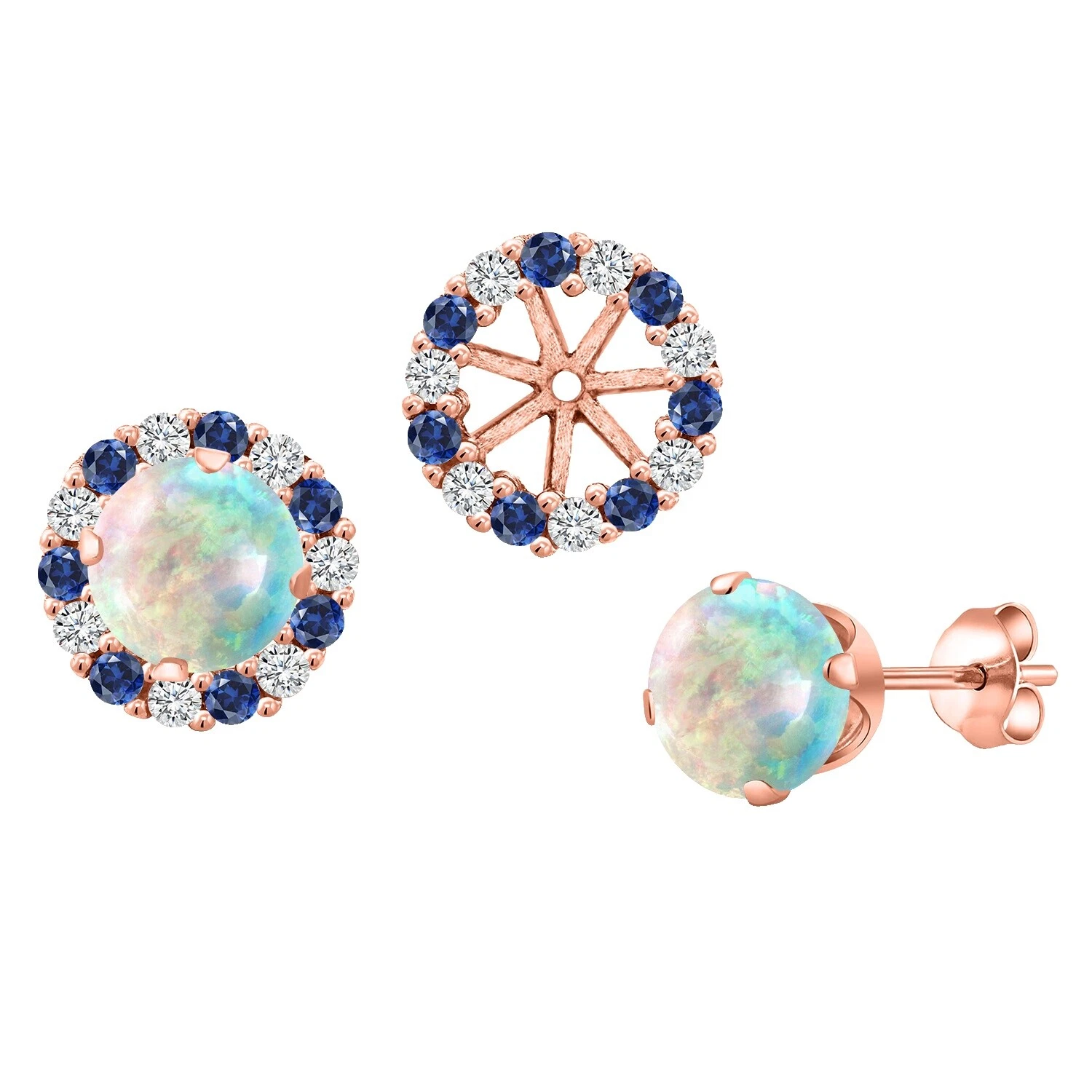 Opal Rose Gold Simulated Fashion Earrings
