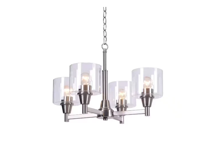 Hampton Bay Oron 4-Light Black Reversible Chandelier with Clear Glass Shades - Image 4 of 4