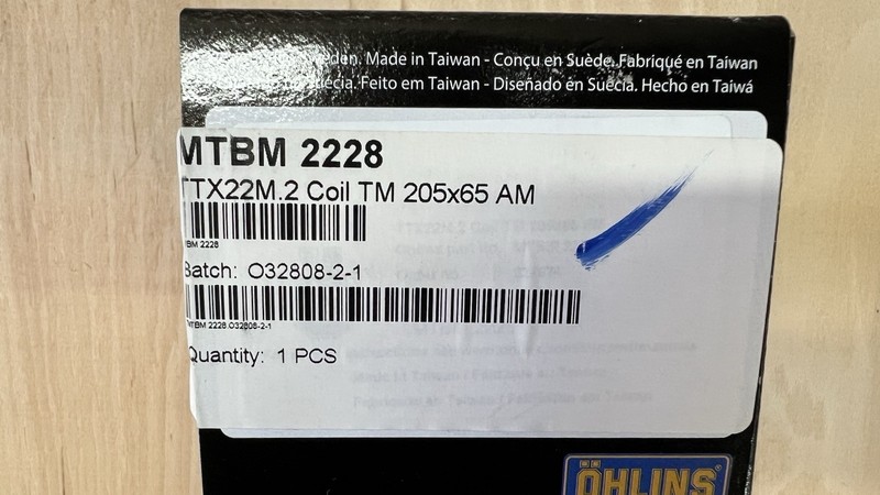 Ohlins TTX22 Coil Shock 205x65-62.5-60 Trunnion No Coil No Hardware Brand New