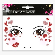 Valentine's Day Face Gems Face Jewels Stickers Red Love Heart Lip Self style1