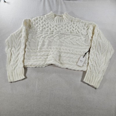 Forever 21 Chunky Cable Knit Large Cozy White Pullover Sweater NWT