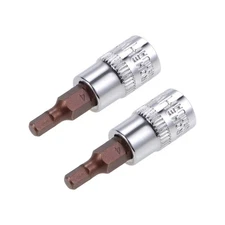 2pcs 1/4" Drive x H4 Hex Bit Socket S2 Steel Bits CR-V Sockets 38mm