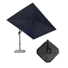 Tilting Patio Umbrella with Base Outdoor Cantilever Swivel Rectangle Umbrella