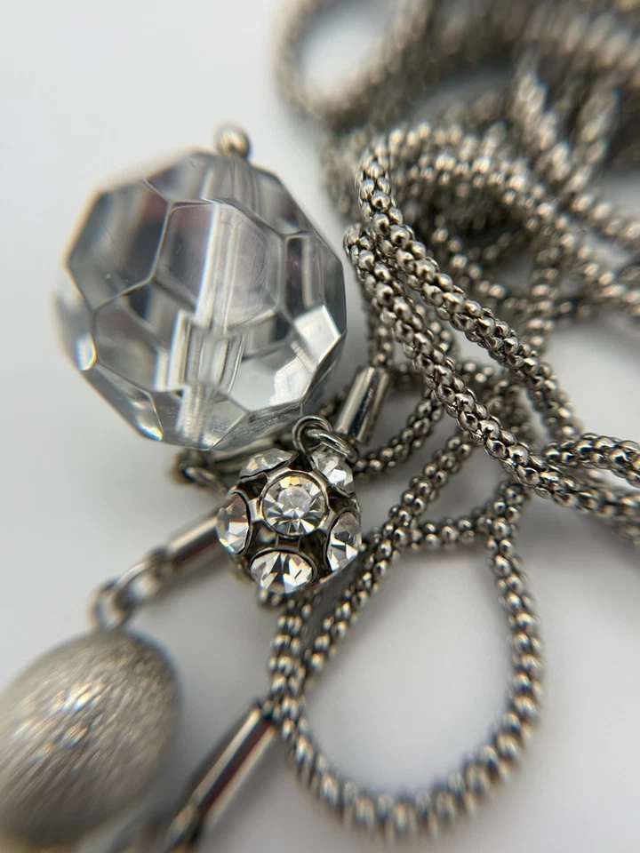 Collar Lia Sophia Celestial Tono Plata Disco Bola Imitación Perla Orbe Borla 25"" Foto 2 de 4