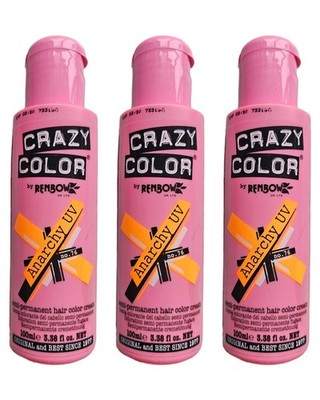 3x Crazy Color Semi-Permanent Conditioning Haarfarbe Farbe Creme - Anarchy UV
