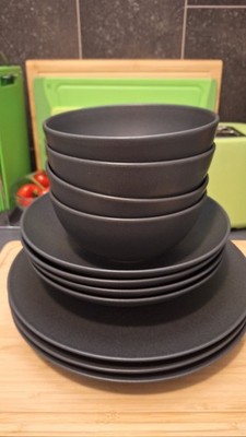 CreaTable Geschirr-Set Schwarz - seidenmatt