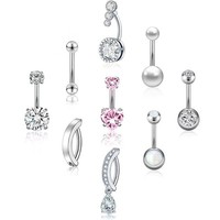 9 StüCke Bauchnabel Ringe Set Herz Nabel Piercing Ringe Herz Nabel Barbell