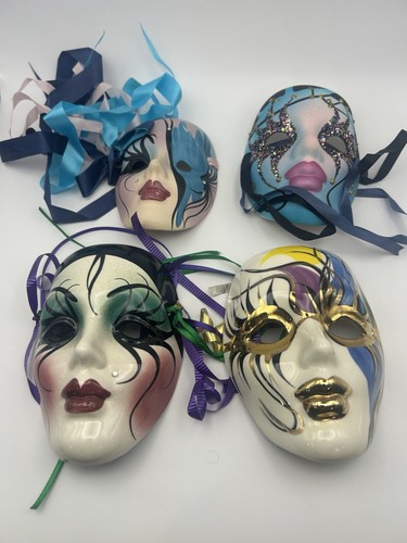 Keramik Karneval Masken Handarbeit/handbemalt signiert vom Künstler - 4 Stück, 2 #’d