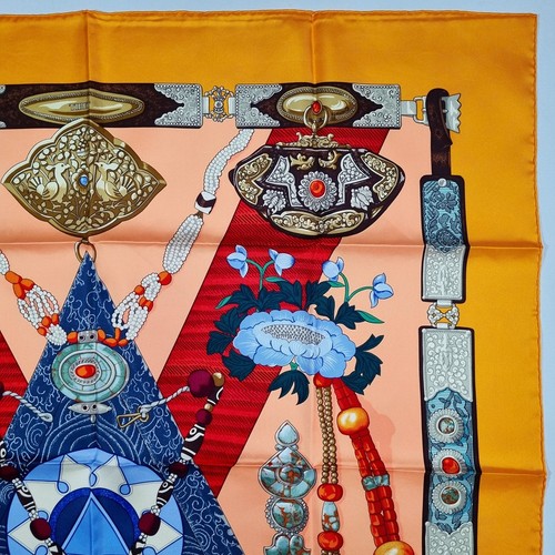 RARE VINTAGE HERMES Silk Scarf "TIBET" Carre 90 Duty-free US - Picture 7 of 15