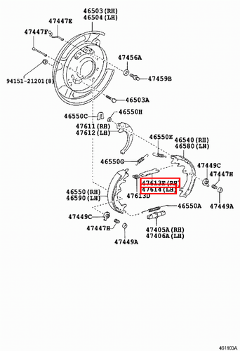 Genuine FJ Cruiser GSJ15 GSJ10 Fortuner GGN155 Parking Hand Brake Shoe Strut - Picture 9 of 20