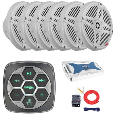 Metra Marine Bluetooth for Boat Controller, 6x 6.5'' 600W Speaker, Amplifier, Kit