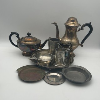 Vintage Silver Plate & Metalware Tea Coffee Ware Job Lot 10 Pieces EPNS
