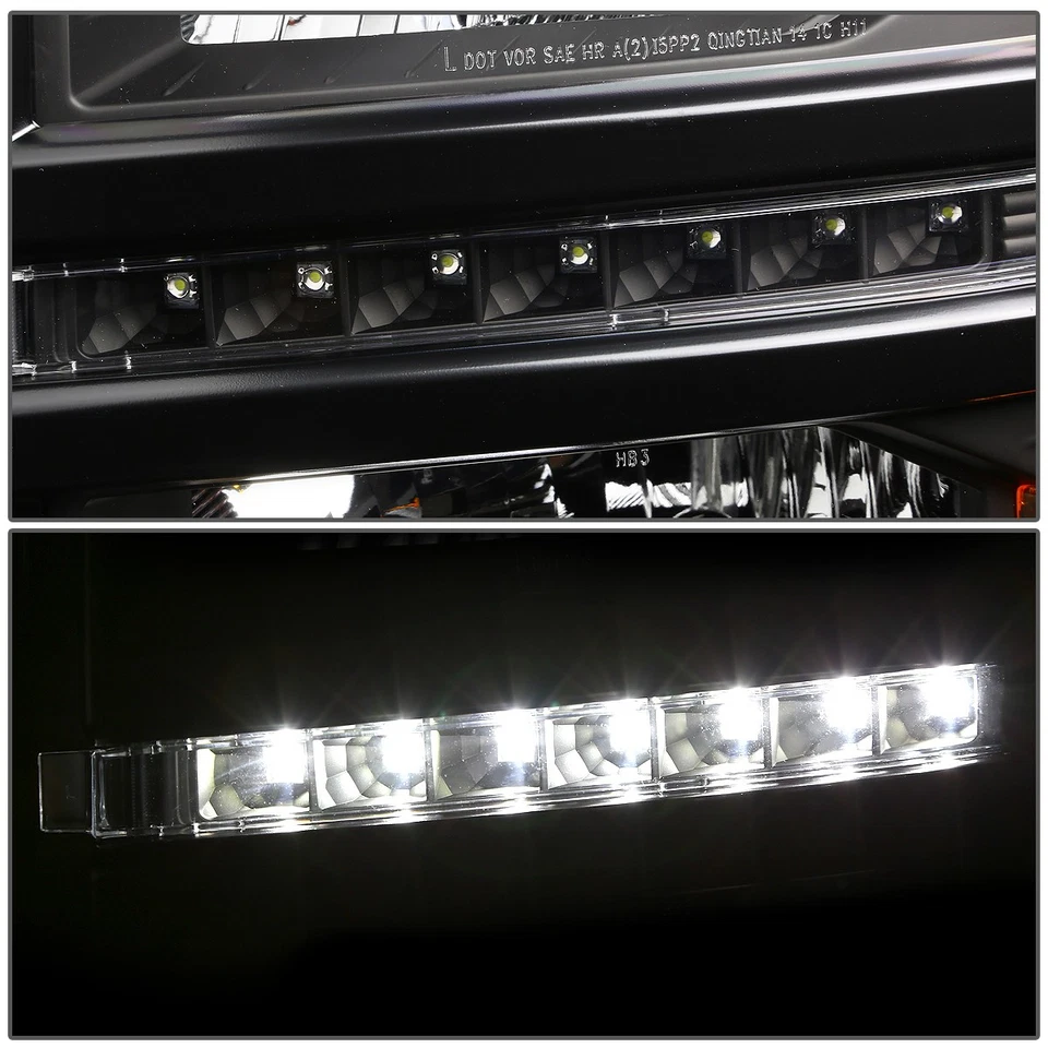 Faro/lámpara proyector ámbar negro para Chevy Silverado 2014-2015 con LED DRL Foto 3 de 4