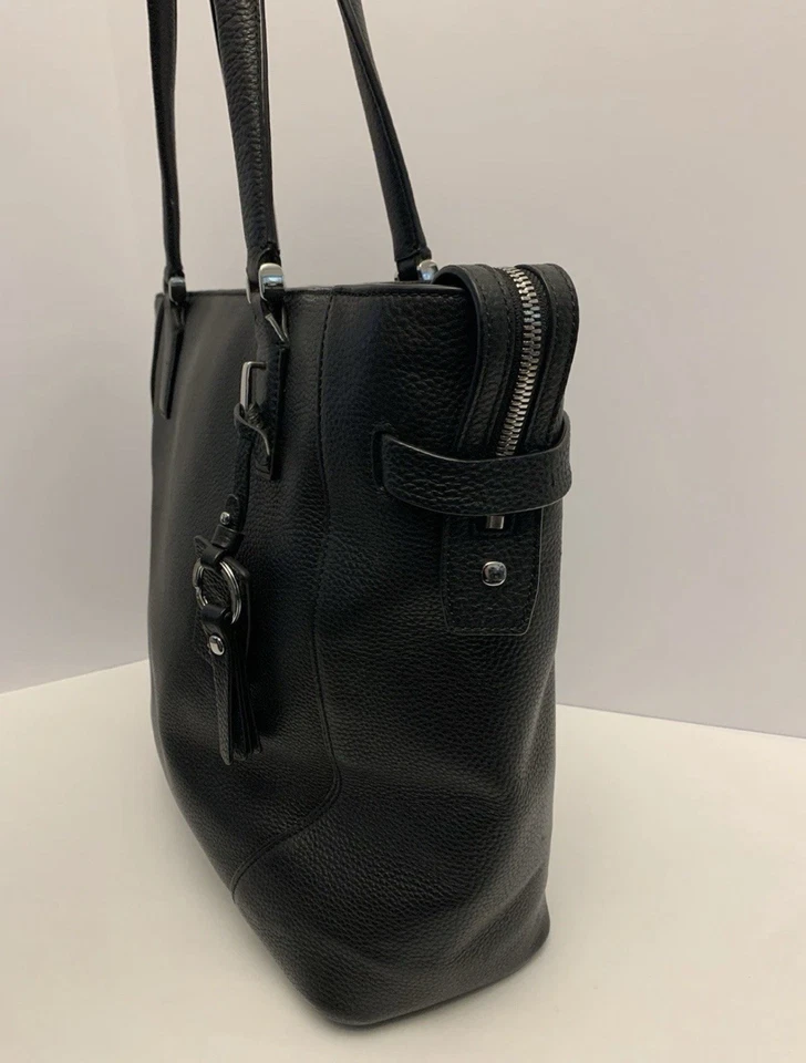 Tumi Stanton Nonie Tote Bag Black Leather Computer Briefcase Laptop Carry On EUC - Image 3 of 4