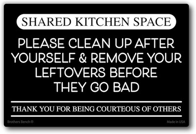Black Clean up after Yourself Sign, 6X4 in Fridge Magnet, Break Room Essentials,
