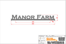 Manor Farm House Name Sign Copperplate Gothic Font 500mm Long 3mm Mild Steel