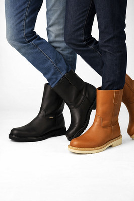 Genuine Leather Men s Work Boots  Slip-On Work Safety Riding Heavy Duty