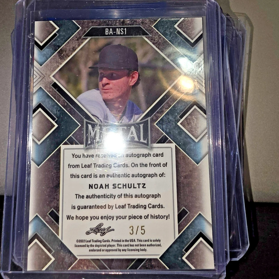 2022 PURPLE CRK ICE LEAF METAL BA-NS1 NOAH SCHULTZ RC AUTO 3/5 - CHICAGO - Image 2 of 4