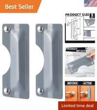 Latch Guard Plate Cover Security Plate Gray Door Security Strike Plate 2pcs