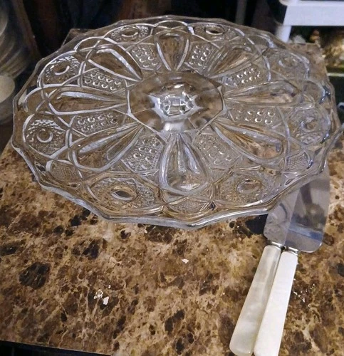 Vintage 12" Anchor Hocking Canton Clear Glass Pedestal Cake Stand