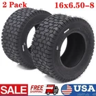 2 Pack 16x6.50-8 Lawn Mower Tires 16x6.50x8 4Ply Turf Tractor Tire Heavy Duty