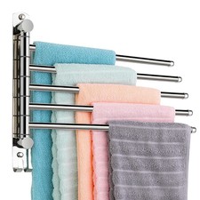 5 Arm Swivel Towel Bar - Heavy Duty SUS304 Stainless Steel Swing Towel Rack f...