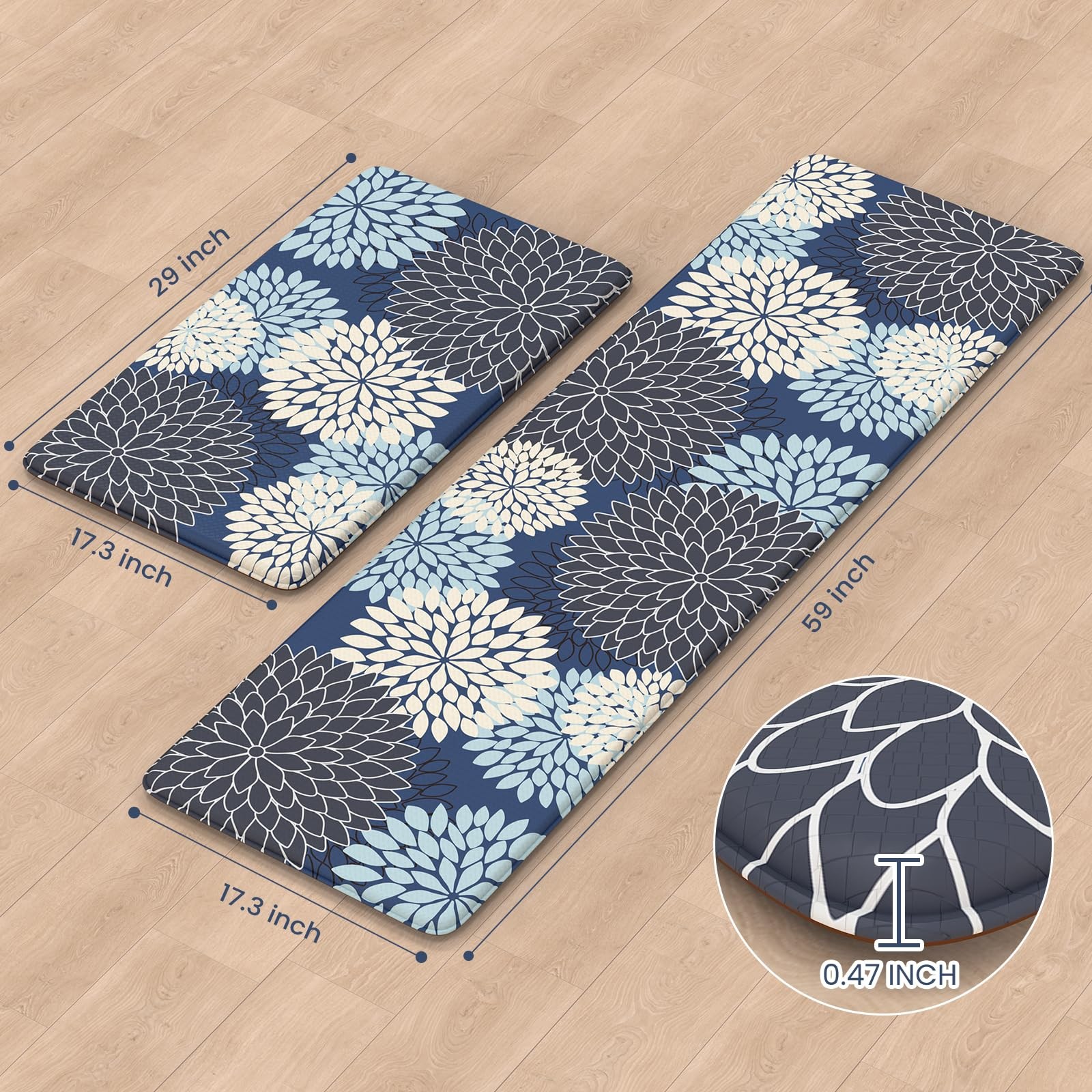 Anti Fatigue Kitchen Mats,Non Slip Farmhouse Kitchen Rugs Sets 2 Piece,Waterp...