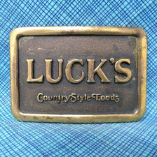 Lucks Country Style Foods Promotional Belt Buckle Canned Packaged Vtg 80s.PCB352