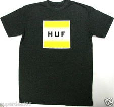 HUF DBC T Shirt HUF Square Logo LA NY SF 100% Cotton HUF Charcoal Melange