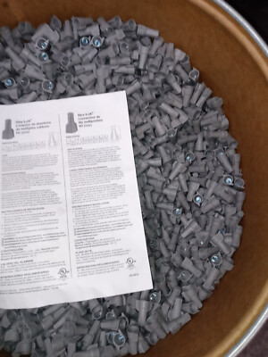 250 LARGE GRAY HEX-LOK GARDNER BENDER WIRE CONNECTOR TWIST CONICAL NUTS 6-14 AWG