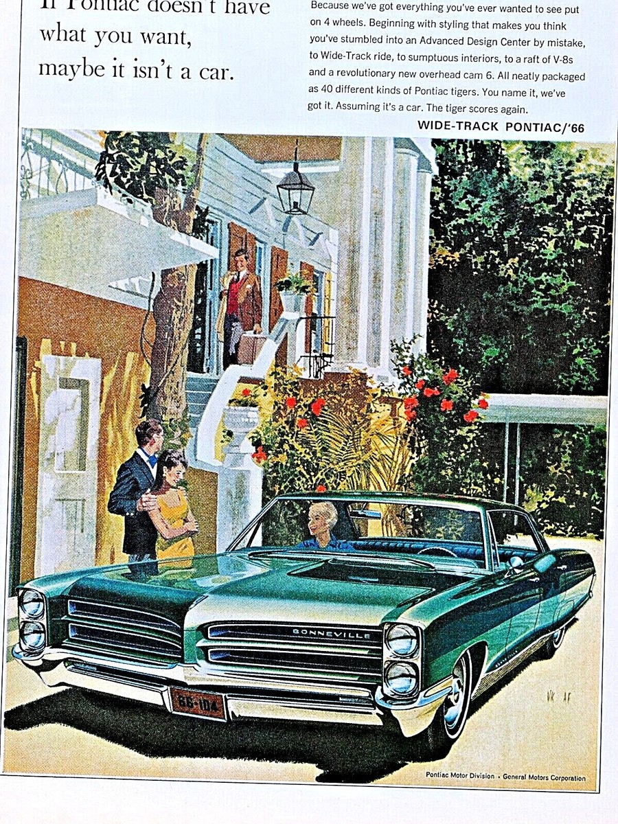 1966 Pontiac Bonneville Green 4 Door Fitz & Van Art Vintage