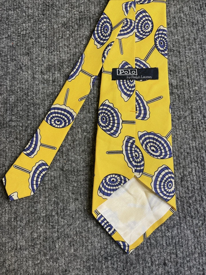 Paraguas vintage Polo Ralph Lauren corbata geométrica, algodón seda hecho en EE. UU. Foto 3 de 4