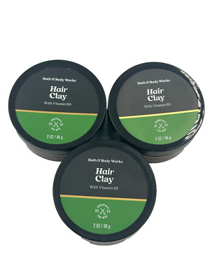 Bath & Body Works LOT 3 Men's Hair Clay Styling 2 oz Vitamin B5 Non Greasy