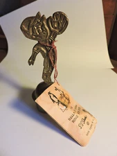Brass Bells of  Sarna India Brass Figurine Young Boy Playing Baseball w/ Tag