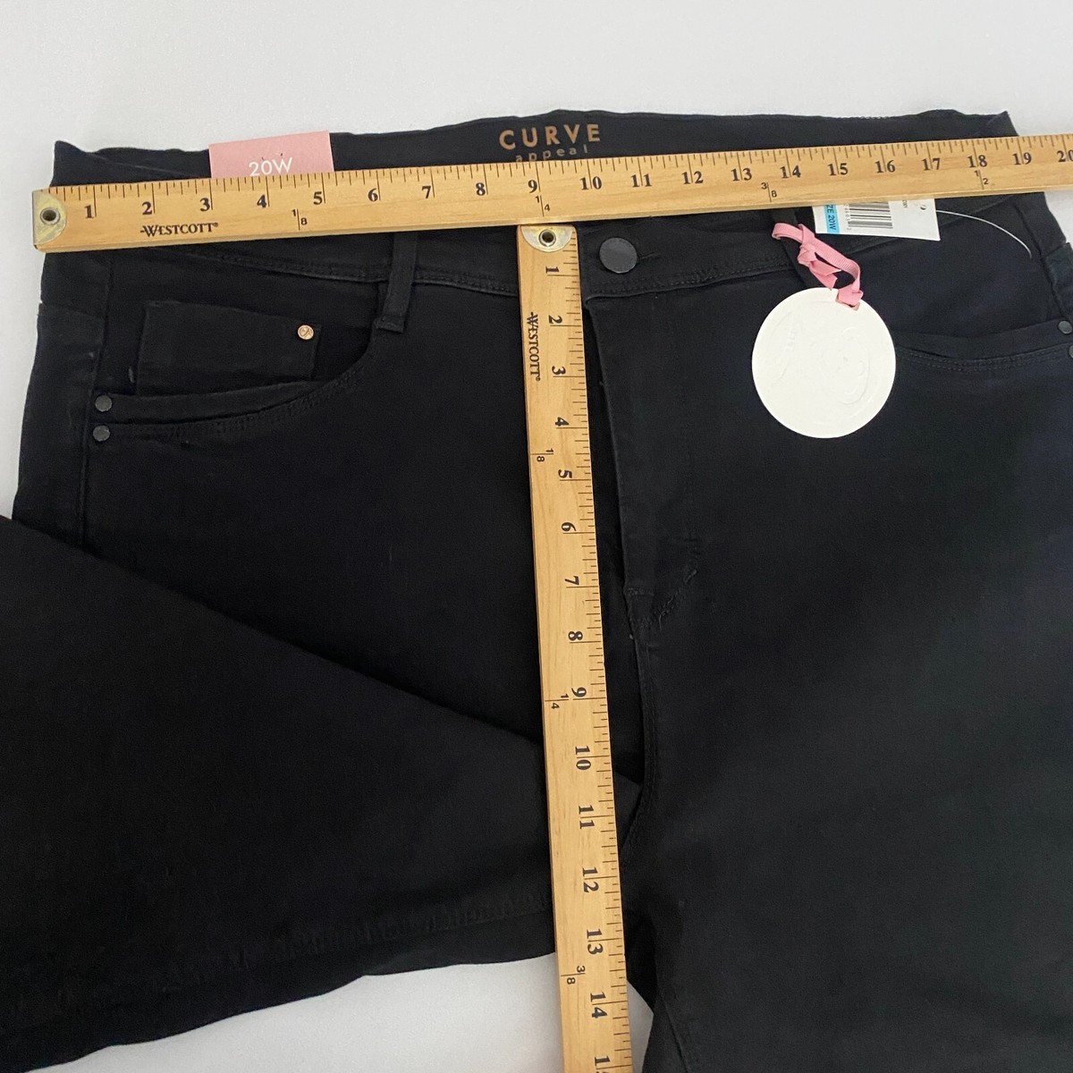Curve Appeal Capri Jeans Womens 20W Black Stretch Shaping